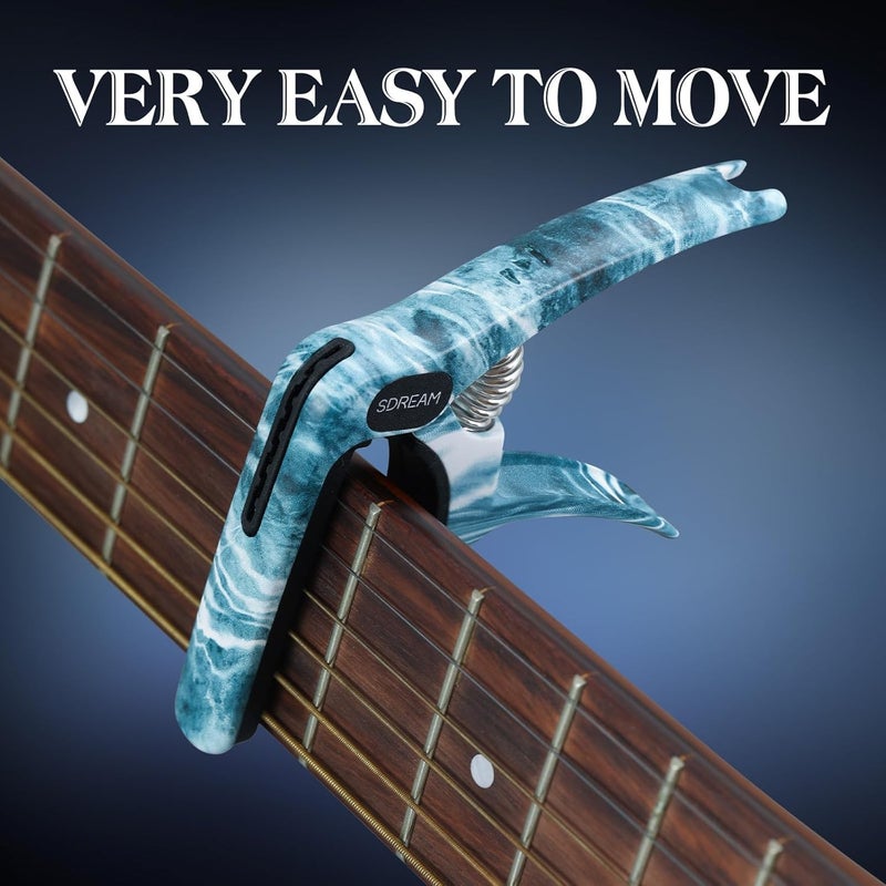 SDREAM Capo For Acoustic Electric Guitar 6 String - One Hand Quick Change Capo for Banjo Classical Guitar Bass Ukulele Mandolin with 5 Picks - Image 5